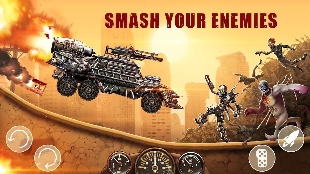 Zombie Hill Racing: Earn Climb MOD APK скачать на Андроид — Безлимитные деньги и топливо — скриншот 3
