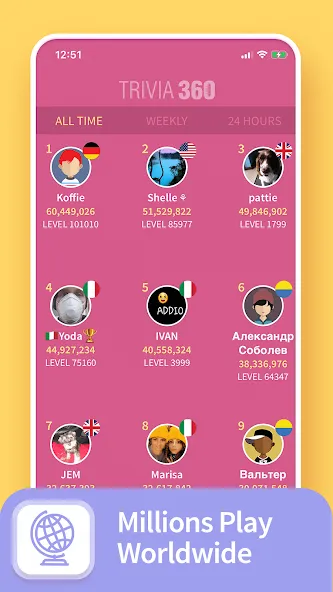 TRIVIA 360: Quiz Game MOD APK: Все категории разблокированы — скриншот 4 TRIVIA 360: Quiz Game MOD APK: Все категории разблокированы — скриншот 4