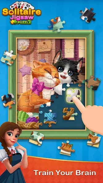 Solitaire Jigsaw Puzzle MOD APK скачать на Андроид — Безлимитные подсказки и открыты пазлы — скриншот 1