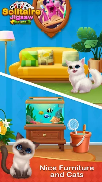 Solitaire Jigsaw Puzzle MOD APK скачать на Андроид — Безлимитные подсказки и открыты пазлы — скриншот 3