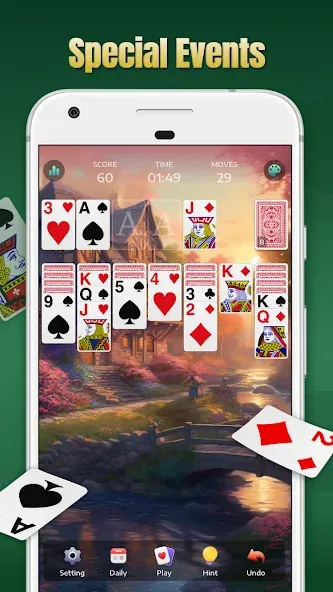 Solitaire - Classic Card Games мод на Андроид: Безлимитные подсказки и отмены — скриншот 3 Solitaire - Classic Card Games мод на Андроид: Безлимитные подсказки и отмены — скриншот 3