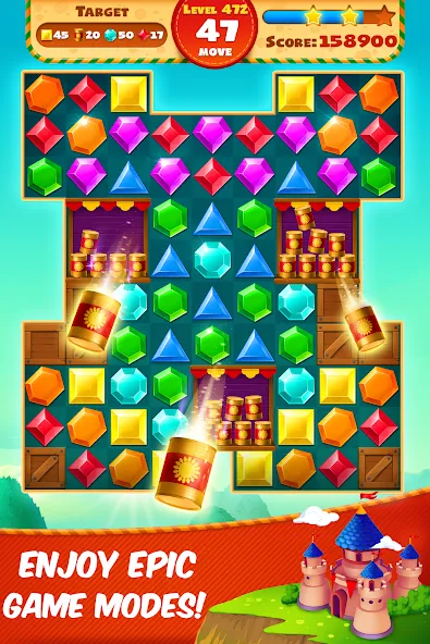 Jewel Empire : Quest & Match 3 — скачать мод: Безлимитные монеты и жизни — скриншот 5 Jewel Empire : Quest & Match 3 — скачать мод: Безлимитные монеты и жизни — скриншот 5