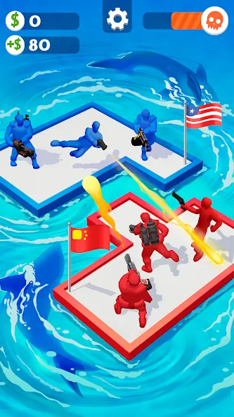 War of Rafts: Crazy Sea Battle взломанный APK — Безлимитные ресурсы и усиленный плот — скриншот 2