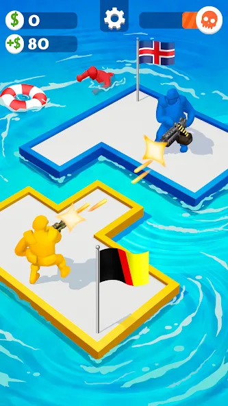 War of Rafts: Crazy Sea Battle взломанный APK — Безлимитные ресурсы и усиленный плот — скриншот 3