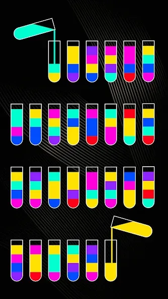 SortPuz 3D: Water Color Sort на телефон — скачать мод: Безлимитные монеты и все уровни — скриншот 3