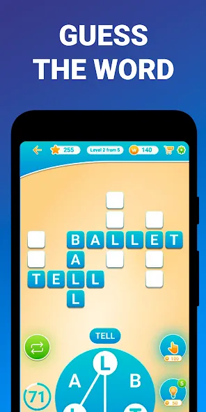 Скачать Words from word: Crosswords на Андроид с модом — Безлимитные подсказки и монеты — скриншот 3