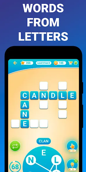 Скачать Words from word: Crosswords на Андроид с модом — Безлимитные подсказки и монеты — скриншот 4