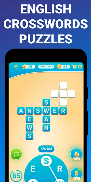Скачать Words from word: Crosswords на Андроид с модом — Безлимитные подсказки и монеты — скриншот 5