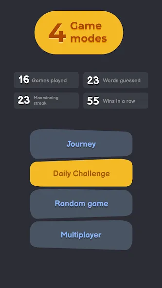 Мод Wordly - unlimited word game — Безлимитные попытки и подсказки, скачать APK — скриншот 3