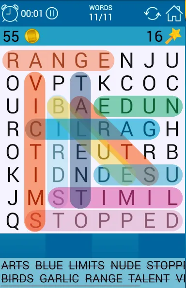 Word Search — Безлимитные подсказки и открыты все уровни, скачать мод APK — скриншот 1