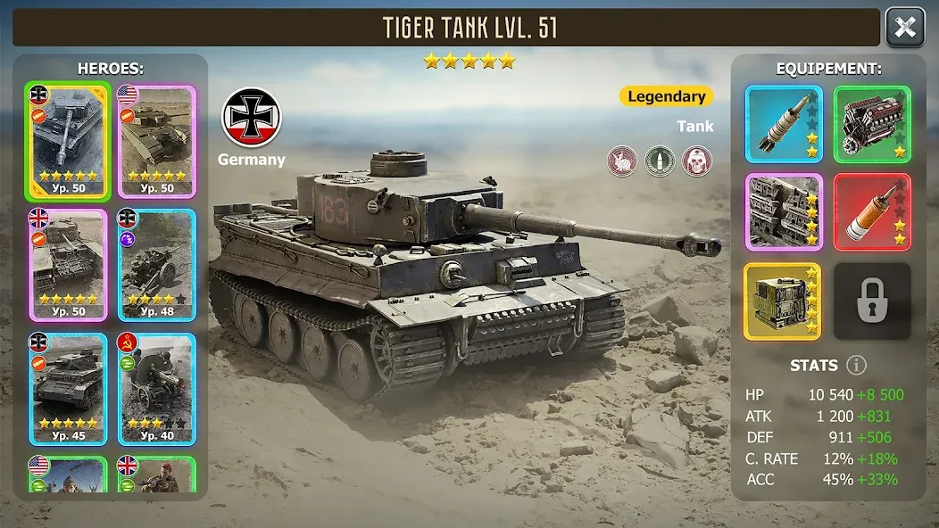 Скачать взлом Heroes of Wars: WW2 Battles (2 — Безлимитные ресурсы и усиленная армия — скриншот 2